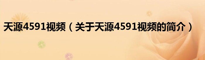 天源4591視頻（關(guān)于天源4591視頻的簡介）