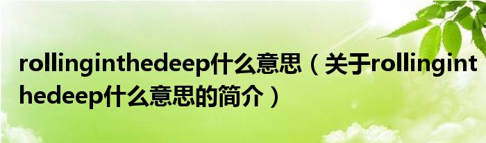 rollinginthedeep什么意思（關(guān)于rollinginthedeep什么意思的簡(jiǎn)介）