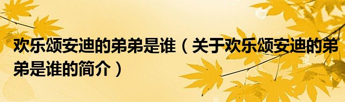 歡樂頌安迪的弟弟是誰（關(guān)于歡樂頌安迪的弟弟是誰的簡介）