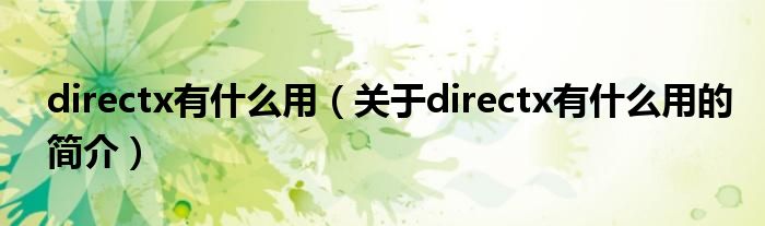 directx有什么用（關(guān)于directx有什么用的簡介）