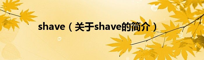 shave（關于shave的簡介）