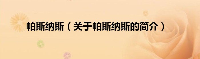 帕斯納斯（關(guān)于帕斯納斯的簡(jiǎn)介）