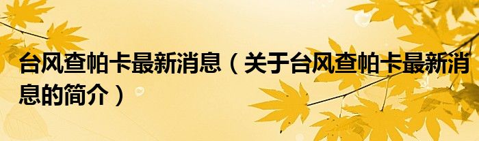 臺(tái)風(fēng)查帕卡最新消息（關(guān)于臺(tái)風(fēng)查帕卡最新消息的簡(jiǎn)介）