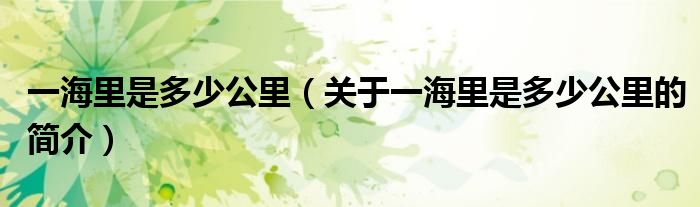 一海里是多少公里（關(guān)于一海里是多少公里的簡(jiǎn)介）