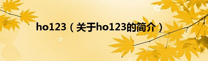 ho123（關(guān)于ho123的簡介）