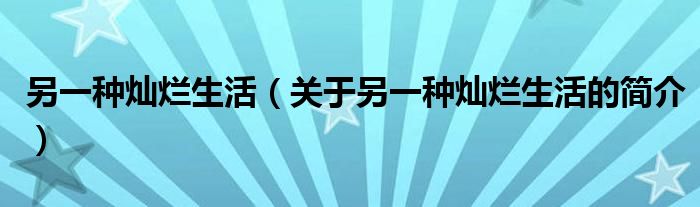 另一種燦爛生活（關(guān)于另一種燦爛生活的簡介）