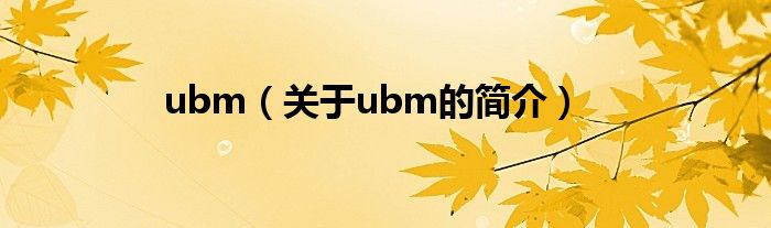 ubm（關于ubm的簡介）