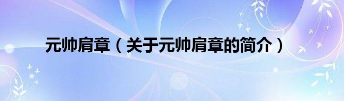 元帥肩章（關(guān)于元帥肩章的簡介）