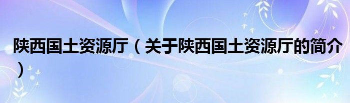 陜西國(guó)土資源廳（關(guān)于陜西國(guó)土資源廳的簡(jiǎn)介）