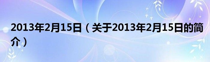 2013年2月15日（關于2013年2月15日的簡介）