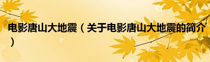 電影唐山大地震（關(guān)于電影唐山大地震的簡介）