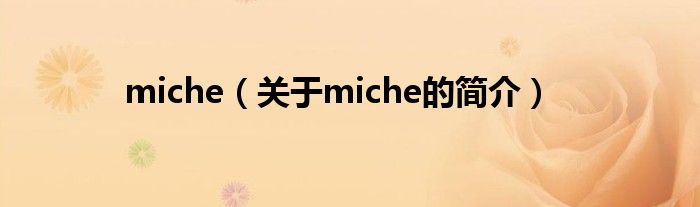 miche（關(guān)于miche的簡介）