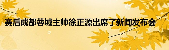 賽后成都蓉城主帥徐正源出席了新聞發(fā)布會