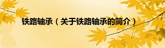 鐵路軸承（關(guān)于鐵路軸承的簡(jiǎn)介）