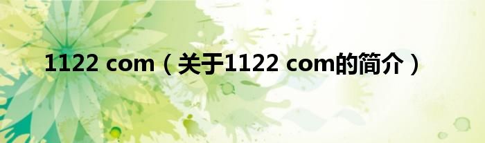 1122 com（關(guān)于1122 com的簡(jiǎn)介）