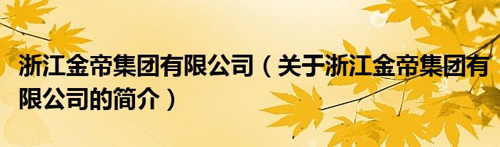 浙江金帝集團(tuán)有限公司（關(guān)于浙江金帝集團(tuán)有限公司的簡介）