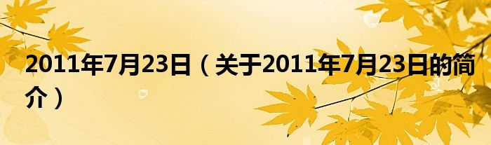 2011年7月23日（關(guān)于2011年7月23日的簡介）