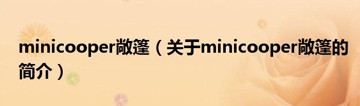 minicooper敞篷（關(guān)于minicooper敞篷的簡介）