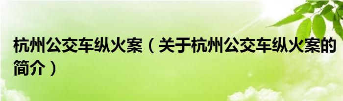 杭州公交車縱火案（關于杭州公交車縱火案的簡介）