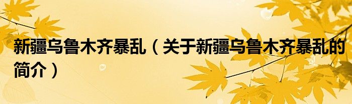 新疆烏魯木齊暴亂（關(guān)于新疆烏魯木齊暴亂的簡(jiǎn)介）