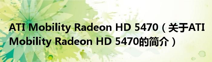 ATI Mobility Radeon HD 5470（關(guān)于ATI Mobility Radeon HD 5470的簡(jiǎn)介）