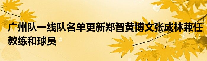 廣州隊(duì)一線隊(duì)名單更新鄭智黃博文張成林兼任教練和球員