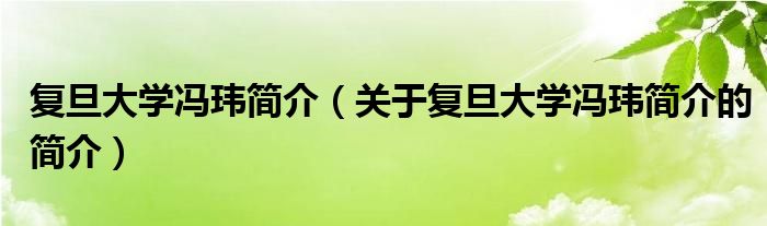 復(fù)旦大學(xué)馮瑋簡(jiǎn)介（關(guān)于復(fù)旦大學(xué)馮瑋簡(jiǎn)介的簡(jiǎn)介）