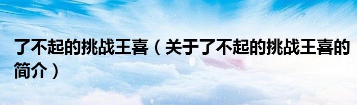 了不起的挑戰(zhàn)王喜（關(guān)于了不起的挑戰(zhàn)王喜的簡(jiǎn)介）