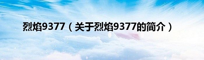 烈焰9377（關(guān)于烈焰9377的簡(jiǎn)介）