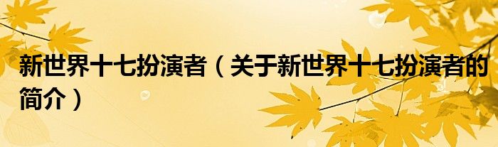 新世界十七扮演者（關于新世界十七扮演者的簡介）