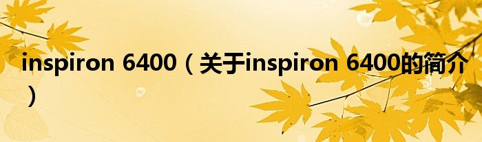 inspiron 6400（關(guān)于inspiron 6400的簡(jiǎn)介）