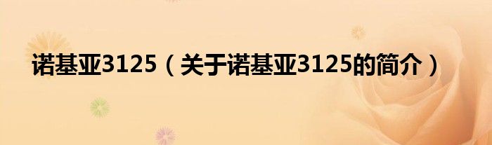 諾基亞3125（關(guān)于諾基亞3125的簡介）