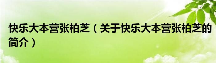 快樂大本營張柏芝（關于快樂大本營張柏芝的簡介）