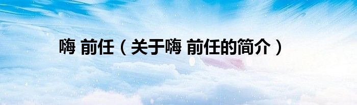 嗨 前任（關于嗨 前任的簡介）