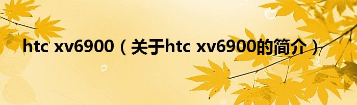 htc xv6900（關(guān)于htc xv6900的簡(jiǎn)介）