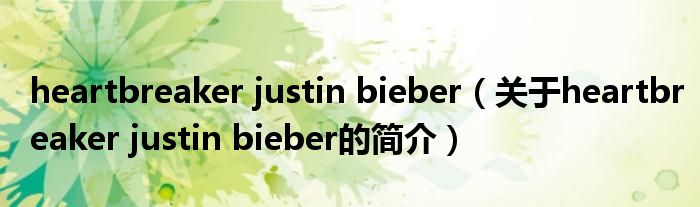 heartbreaker justin bieber（關于heartbreaker justin bieber的簡介）