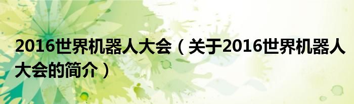 2016世界機(jī)器人大會(huì)（關(guān)于2016世界機(jī)器人大會(huì)的簡(jiǎn)介）