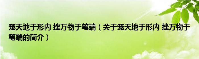 籠天地于形內 挫萬物于筆端（關于籠天地于形內 挫萬物于筆端的簡介）