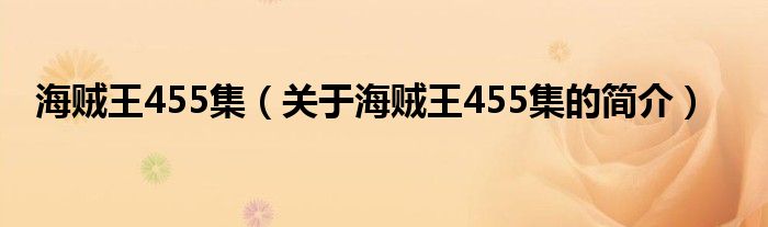 海賊王455集（關于海賊王455集的簡介）