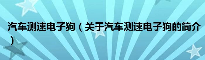 汽車測速電子狗（關(guān)于汽車測速電子狗的簡介）