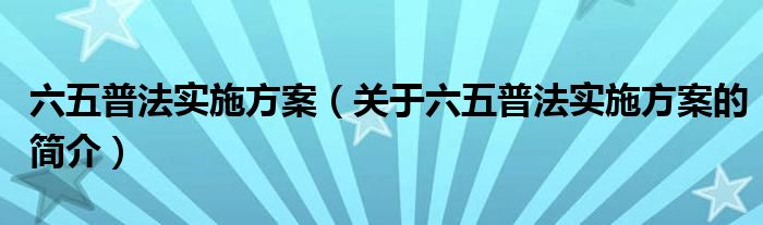 六五普法實施方案（關于六五普法實施方案的簡介）