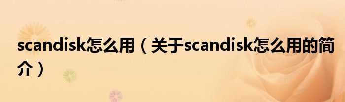 scandisk怎么用（關(guān)于scandisk怎么用的簡(jiǎn)介）