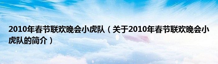 2010年春節(jié)聯(lián)歡晚會小虎隊（關于2010年春節(jié)聯(lián)歡晚會小虎隊的簡介）