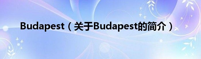 Budapest（關(guān)于Budapest的簡介）