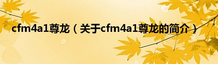 cfm4a1尊龍（關(guān)于cfm4a1尊龍的簡介）