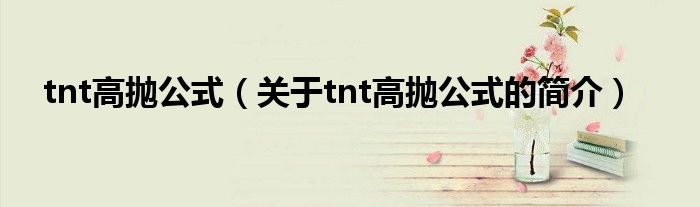 tnt高拋公式（關(guān)于tnt高拋公式的簡(jiǎn)介）