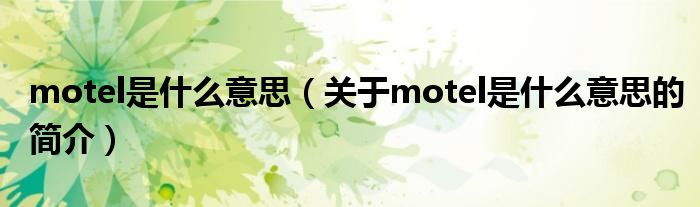 motel是什么意思（關(guān)于motel是什么意思的簡(jiǎn)介）