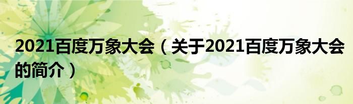 2021百度萬象大會(huì)（關(guān)于2021百度萬象大會(huì)的簡(jiǎn)介）