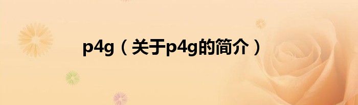 p4g（關(guān)于p4g的簡介）