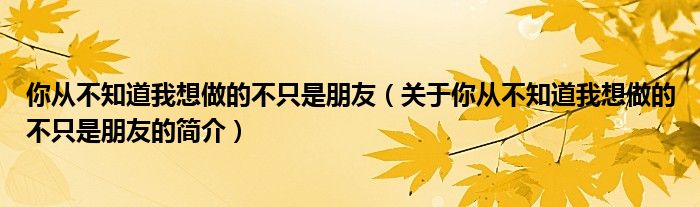 你從不知道我想做的不只是朋友（關(guān)于你從不知道我想做的不只是朋友的簡(jiǎn)介）